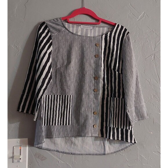 Misslook Tops Women Size S, Striped, Button Decorative,Cotton,16 Inch Of Armp To - Picture 1 of 7
